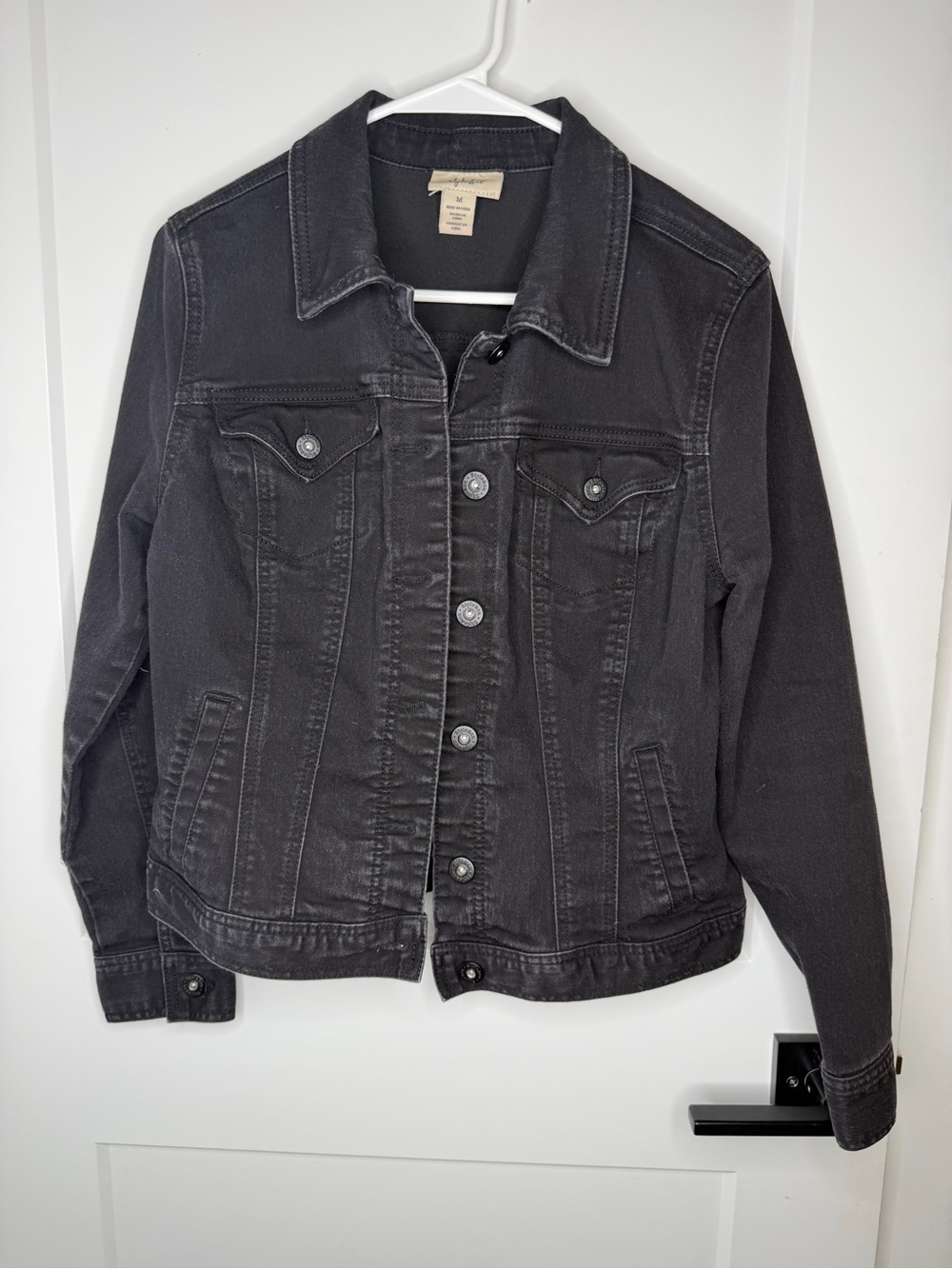 Style & Co. Black Washed Denim Jacket